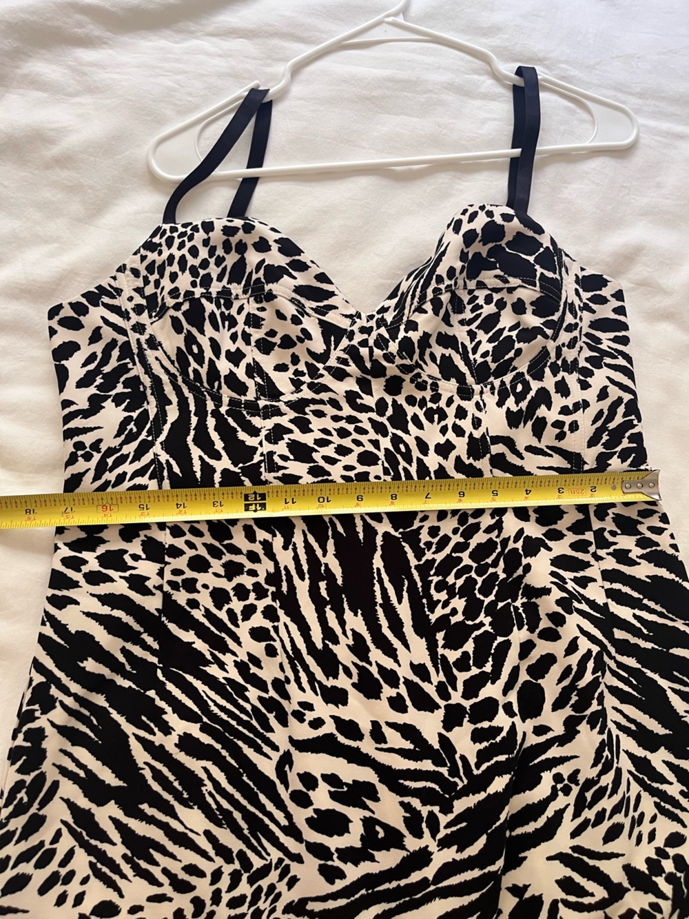 Sergio Hudson X Target Size Animal Print Bustier Midi Dress Black Ivory Large - Picture 8 of 12